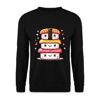 Japanese Food Kawaii Sushi Lover - Unisex Sweatshirt - black - Front - Alina (178cm) & Michal (187cm)