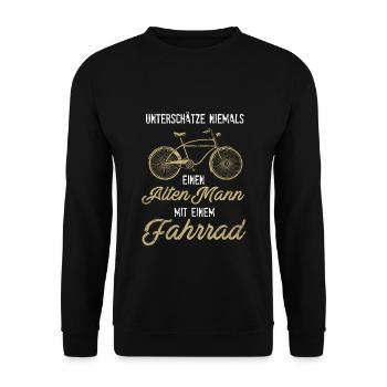 vieil homme avec un cadeau de vélo - Sweat-shirt Unisexe - noir - Devant - Alina (178cm) & Michal (187cm)