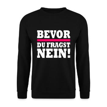 bevor du fragst nein - Unisex Pullover - Schwarz - Vorne - Alina (178cm) & Michal (187cm)