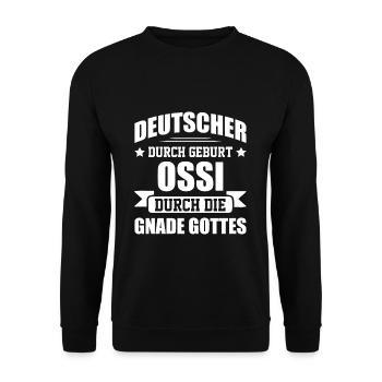 Ossi Ostdeutscher Sachsen - Unisex Pullover - Schwarz - Vorne - Alina (178cm) & Michal (187cm)