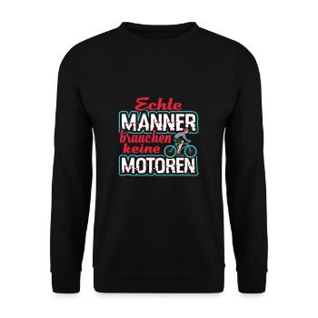 Anti E-Bike Spruch - Unisex Pullover - Schwarz - Vorne - Alina (178cm) & Michal (187cm)