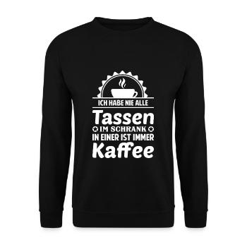 Kaffee Spruch - Unisex Pullover - Schwarz - Vorne - Alina (178cm) & Michal (187cm)