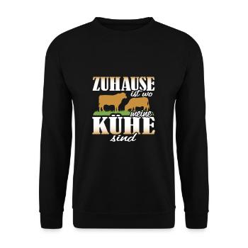 Landwirtschaft Kühe Bauer - Unisex Pullover - Schwarz - Vorne - Alina (178cm) & Michal (187cm)