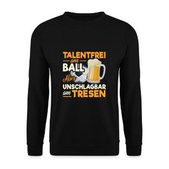 Fußball Kreisliga Bier saufen - Unisex Pullover - Schwarz - Vorne - Alina (178cm) & Michal (187cm)
