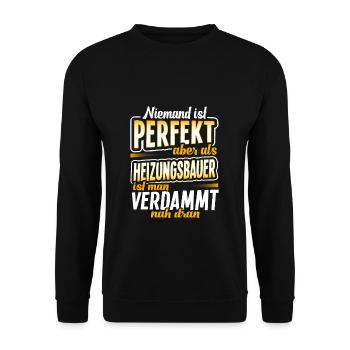 Heizungsbauer Installateur - Unisex Pullover - Schwarz - Vorne - Alina (178cm) & Michal (187cm)