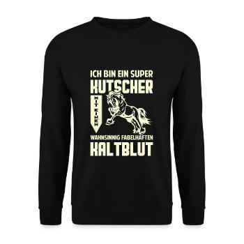 Kutscher Pferd Kaltblut Kutsche - Unisex Pullover - Schwarz - Vorne - Alina (178cm) & Michal (187cm)