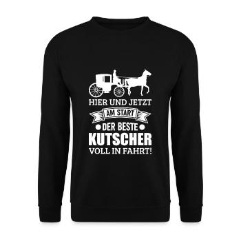 Kutsche Kutscher Spruch - Unisex Pullover - Schwarz - Vorne - Alina (178cm) & Michal (187cm)