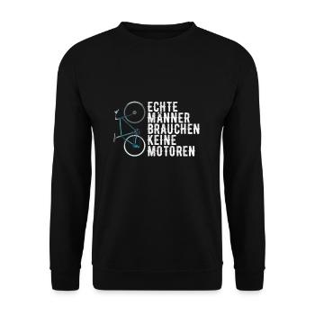 Anti gegen E-Bike Fahrrad Radfahren - Unisex Pullover - Schwarz - Vorne - Alina (178cm) & Michal (187cm)