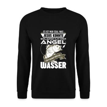 Angler Angeln Angel Witz - Unisex Pullover - Schwarz - Vorne - Alina (178cm) & Michal (187cm)