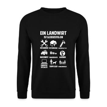 Landwirt Bauer Landwirtschaft - Unisex Pullover - Schwarz - Vorne - Alina (178cm) & Michal (187cm)