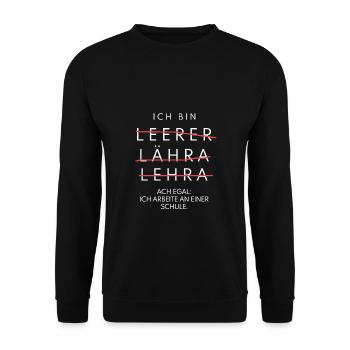 Lehrer Deutschlehrer Mathelehrer Witz - Unisex Pullover - Schwarz - Vorne - Alina (178cm) & Michal (187cm)
