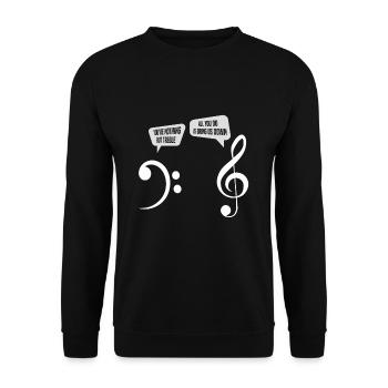 Musik Sänger Sängerin Witz Noten - Unisex Pullover - Schwarz - Vorne - Alina (178cm) & Michal (187cm)