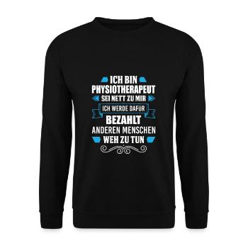 Physiotherapeut Physio - Unisex Pullover - Schwarz - Vorne - Alina (178cm) & Michal (187cm)