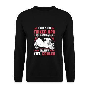 Trike Triker Opa - Unisex Pullover - Schwarz - Vorne - Alina (178cm) & Michal (187cm)