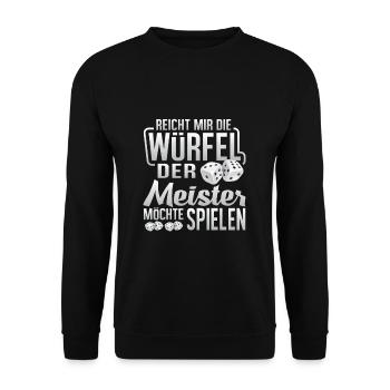 Würfel Brettspiel Tabletop - Unisex Pullover - Schwarz - Vorne - Alina (178cm) & Michal (187cm)