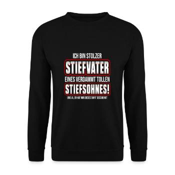 Stiefvater Vater Stiefsohn - Unisex Pullover - Schwarz - Vorne - Alina (178cm) & Michal (187cm)