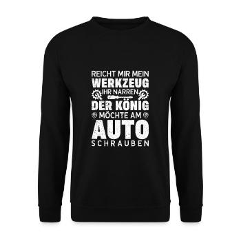 KFZ-Mechaniker Auto Schrauber - Unisex Pullover - Schwarz - Vorne - Alina (178cm) & Michal (187cm)