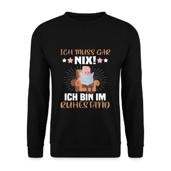 Rentner Rentnerin Pensionär - Unisex Pullover - Schwarz - Vorne - Alina (178cm) & Michal (187cm)