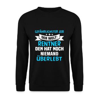 Rente Pensionär Ruhestand - Unisex Pullover - Schwarz - Vorne - Alina (178cm) & Michal (187cm)