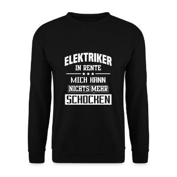 Elektriker Rente Rentner - Unisex Pullover - Schwarz - Vorne - Alina (178cm) & Michal (187cm)