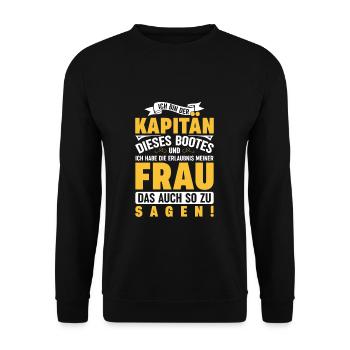 Boot Urlaub Kapitän - Unisex Pullover - Schwarz - Vorne - Alina (178cm) & Michal (187cm)