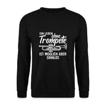 Trompete - Unisex Pullover - Schwarz - Vorne - Alina (178cm) & Michal (187cm)
