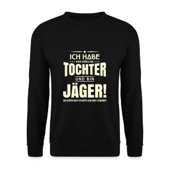 Jäger und Papa - Unisex Pullover - Schwarz - Vorne - Alina (178cm) & Michal (187cm)