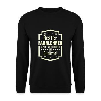 Fahrlehrer Spruch Fahrschule - Unisex Pullover - Schwarz - Vorne - Alina (178cm) & Michal (187cm)