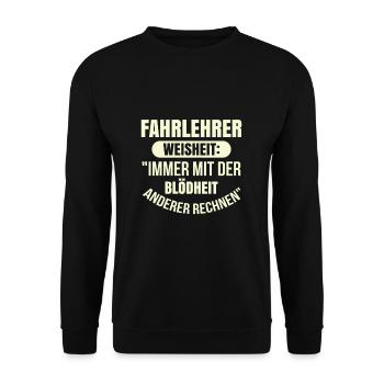 Fahrlehrer Fahrschule - Unisex Pullover - Schwarz - Vorne - Alina (178cm) & Michal (187cm)