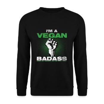 Vegan Veganer Veganerin - Unisex Pullover - Schwarz - Vorne - Alina (178cm) & Michal (187cm)