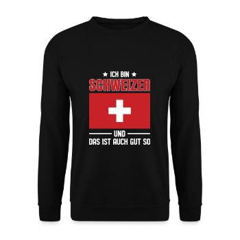 Schweizerdeutsch Schweizer Schweiz - Unisex Pullover - Schwarz - Vorne - Alina (178cm) & Michal (187cm)