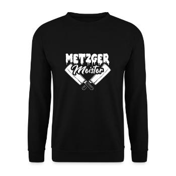 Metzger Fleischer Fleisch - Unisex Pullover - Schwarz - Vorne - Alina (178cm) & Michal (187cm)