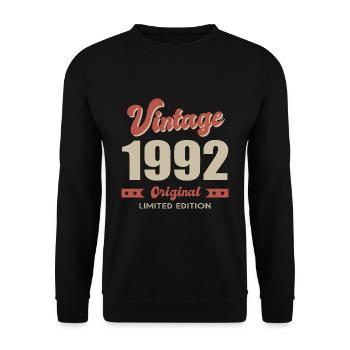 anniversaire 30 ans Né en 1992 vintage Cadeau - Sweat-shirt Unisexe - noir - Devant - Alina (178cm) & Michal (187cm)