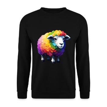 Schafe Cool Niedlich Bunt Regenbogen und Cool - Unisex Pullover - Schwarz - Vorne - Alina (178cm) & Michal (187cm)