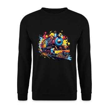 Bunter Zug - Unisex Pullover - Schwarz - Vorne - Alina (178cm) & Michal (187cm)