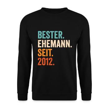 Bester Ehemann Seit 2012 9. Hochzeitstag 9 Jahre - Unisex Pullover - Schwarz - Vorne - Alina (178cm) & Michal (187cm)