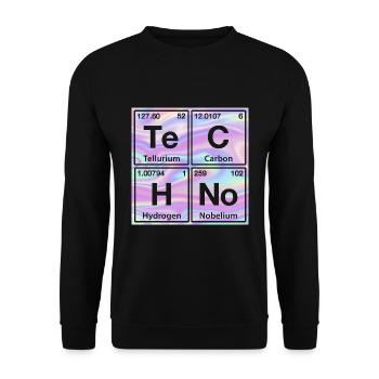 Techno Rave Electro Raver Chemie Periodensystem - Unisex Pullover - Schwarz - Vorne - Alina (178cm) & Michal (187cm)