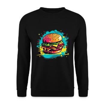 Colorful Burger Explosion - Unisex Sweatshirt - black - Front - Alina (178cm) & Michal (187cm)
