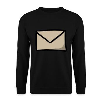 Briefsymbol Nachricht E-Mail Brief Sendung - Unisex Pullover - Schwarz - Vorne - Alina (178cm) & Michal (187cm)