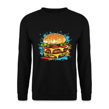 Cheeseburger Splash - Unisex Pullover - Schwarz - Vorne - Alina (178cm) & Michal (187cm)