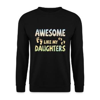 Génial comme mes 2 filles avec des empreintes de pas - Sweat-shirt Unisexe - noir - Devant - Alina (178cm) & Michal (187cm)