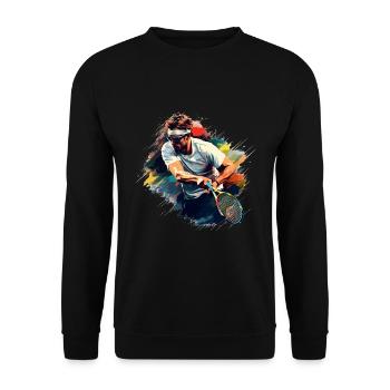 Joueur de tennis avec raquette de tennis : Design parfait - Sweat-shirt Unisexe - noir - Devant - Alina (178cm) & Michal (187cm)