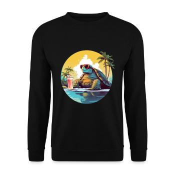 Tortue détendue sur la plage : Urlau tropicale - Sweat-shirt Unisexe - noir - Devant - Alina (178cm) & Michal (187cm)