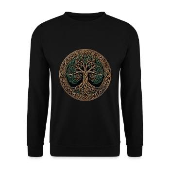 Keltischer Baum des Lebens - Verkörpere die tiefe - Unisex Pullover - Schwarz - Vorne - Alina (178cm) & Michal (187cm)