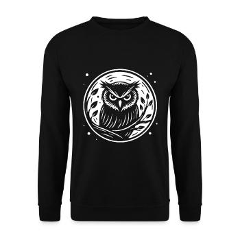 Owl in the Night Design – Mysterious - Unisex Sweatshirt - black - Front - Alina (178cm) & Michal (187cm)