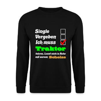 Landwirt Traktor fahren beziehungsstatus - Unisex Pullover - Schwarz - Vorne - Alina (178cm) & Michal (187cm)
