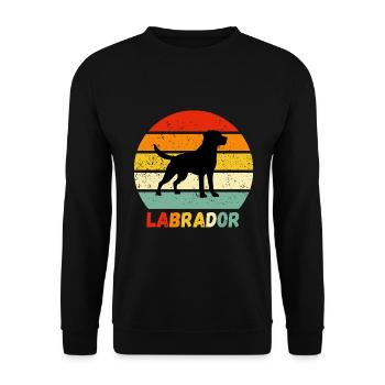Labrador Retriever Labbi Hund Retro Geschenk Wau - Unisex Pullover - Schwarz - Vorne - Alina (178cm) & Michal (187cm)