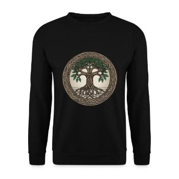 Nœuds celtiques - Arbre de vie en desi celtique - Sweat-shirt Unisexe - noir - Devant - Alina (178cm) & Michal (187cm)