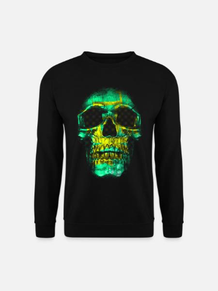 Skull Face Grün Gold - Unisex Pullover - Schwarz