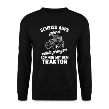 Echte Prinzen Kommen mit dem Traktor - Unisex Pullover - Schwarz - Vorne - Alina (178cm) & Michal (187cm)